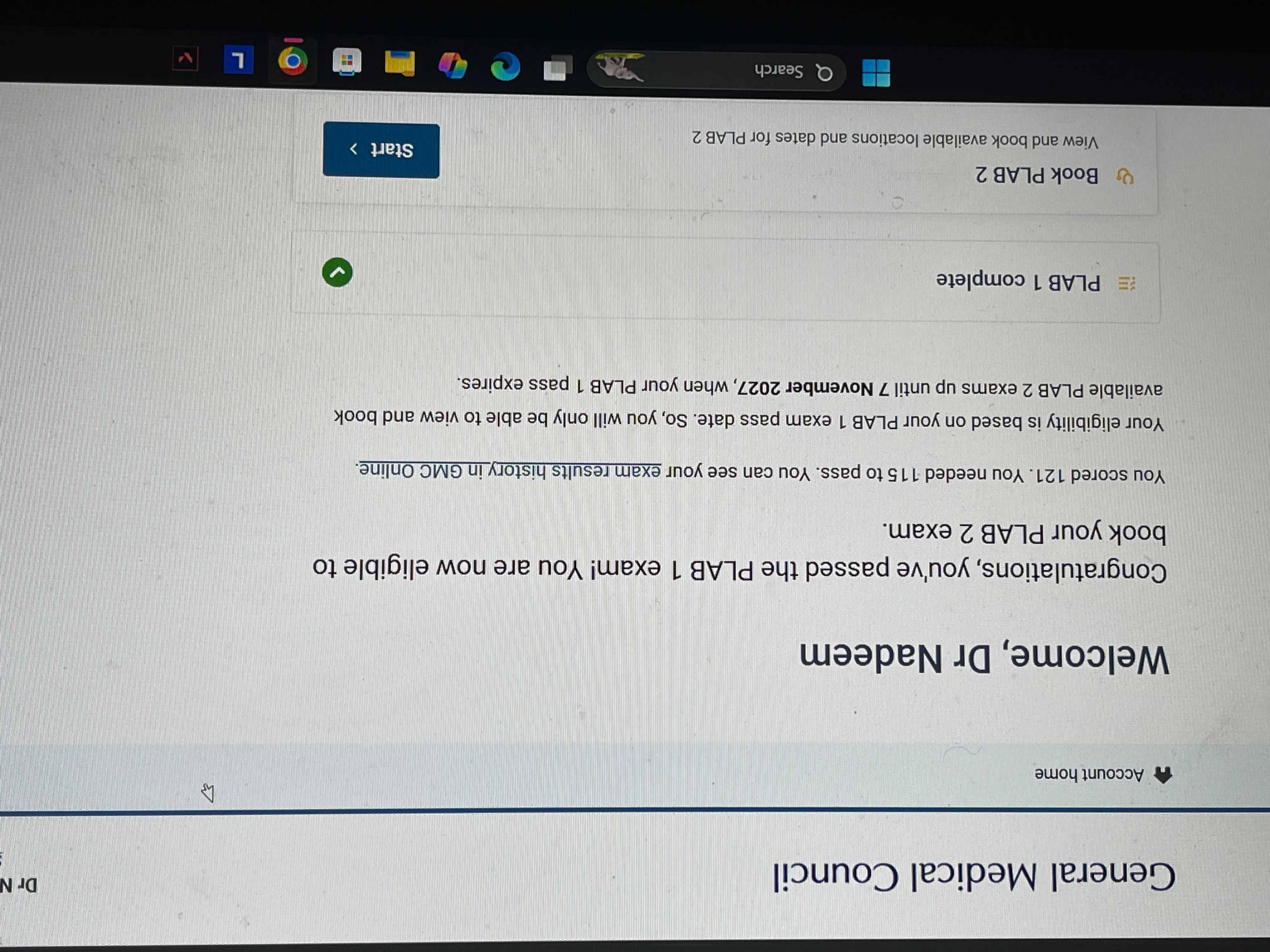 Verified GMC exam result for Dr. Arham N., November 2024